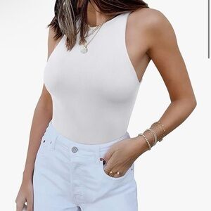NWT LARGE REORIA But smooth Sleeveless Racer Back Halter Neck Bodysuit Tank Tops